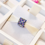 Charm Cuadrado Vintage Cristales Morados Y Azules