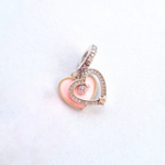 Charm Corazón Rosa Pastel y Dije de Corazón Con Estrella