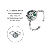 Anillo Árbol De La Vida Cristal Tornasol