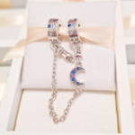 Charm Cadena De Seguridad Gato Y Luna Colgante