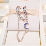 Charm Cadena De Seguridad Gato Y Luna Colgante