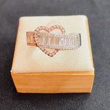 Anillo Barra Zirconias Con Corazón