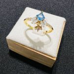 Anillo Cristal Azul Y Cristal Colgante